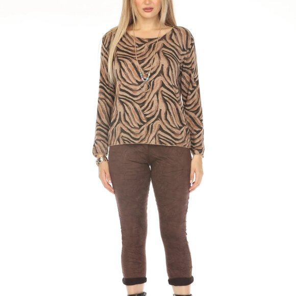 Tabacco Black & Zebra Print Top - Picture 5 of 8